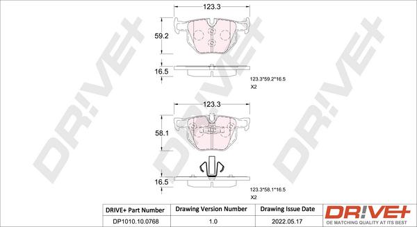 Dr!ve+ DP1010.10.0768 - Bremžu uzliku kompl., Disku bremzes www.autospares.lv