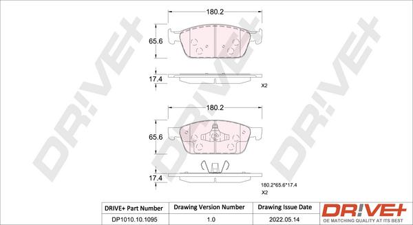 Dr!ve+ DP1010.10.1095 - Bremžu uzliku kompl., Disku bremzes autospares.lv