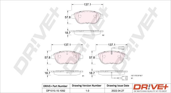 Dr!ve+ DP1010.10.1092 - Bremžu uzliku kompl., Disku bremzes autospares.lv