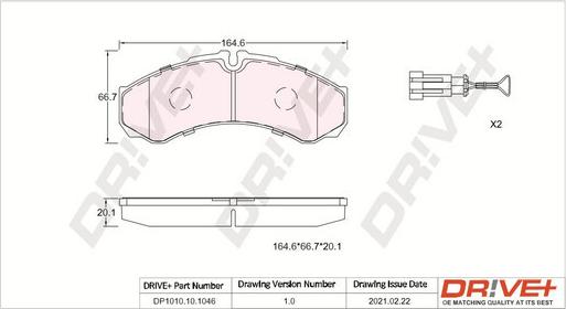 Dr!ve+ DP1010.10.1046 - Bremžu uzliku kompl., Disku bremzes www.autospares.lv