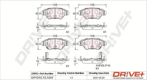 Dr!ve+ DP1010.10.1047 - Bremžu uzliku kompl., Disku bremzes www.autospares.lv