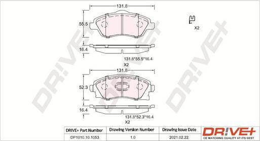 Dr!ve+ DP1010.10.1053 - Bremžu uzliku kompl., Disku bremzes autospares.lv