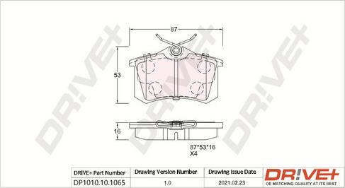 Dr!ve+ DP1010.10.1065 - Brake Pad Set, disc brake www.autospares.lv