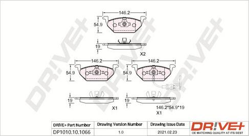 Dr!ve+ DP1010.10.1066 - Тормозные колодки, дисковые, комплект www.autospares.lv