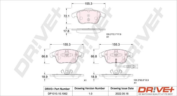 Dr!ve+ DP1010.10.1062 - Brake Pad Set, disc brake www.autospares.lv