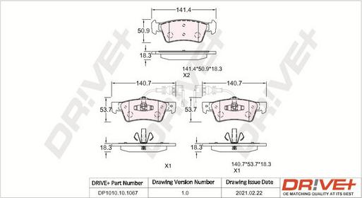 Dr!ve+ DP1010.10.1067 - Brake Pad Set, disc brake www.autospares.lv