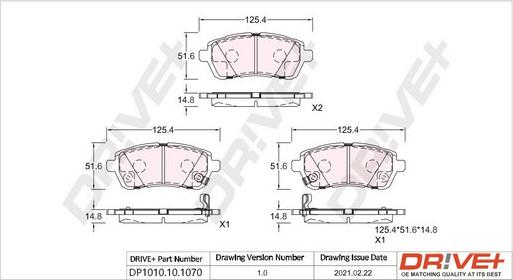 Dr!ve+ DP1010.10.1070 - Тормозные колодки, дисковые, комплект www.autospares.lv