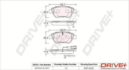 Dr!ve+ DP1010.10.1071 - Brake Pad Set, disc brake www.autospares.lv