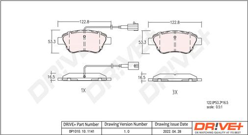 Dr!ve+ DP1010.10.1141 - Brake Pad Set, disc brake www.autospares.lv