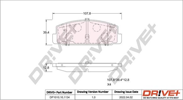 Dr!ve+ DP1010.10.1134 - Bremžu uzliku kompl., Disku bremzes www.autospares.lv