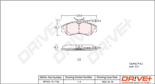 Dr!ve+ DP1010.10.1126 - Brake Pad Set, disc brake www.autospares.lv