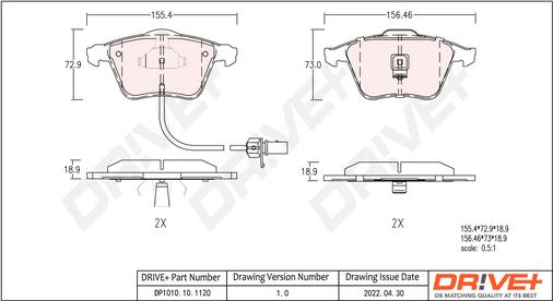 Dr!ve+ DP1010.10.1120 - Тормозные колодки, дисковые, комплект www.autospares.lv