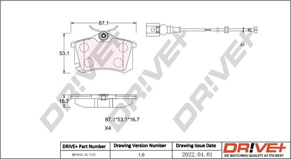 Dr!ve+ DP1010.10.1121 - Bremžu uzliku kompl., Disku bremzes www.autospares.lv