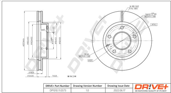 Dr!ve+ DP1010.11.0573 - Bremžu diski www.autospares.lv