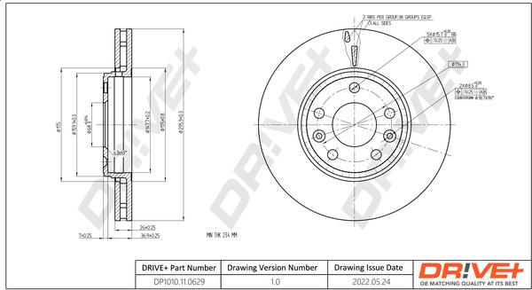 Dr!ve+ DP1010.11.0629 - Bremžu diski www.autospares.lv