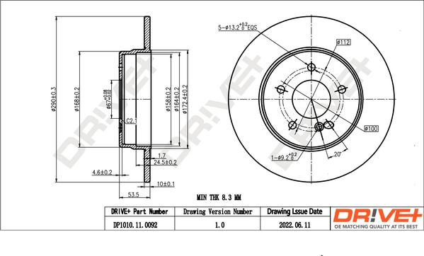 Dr!ve+ DP1010.11.0092 - Bremžu diski autospares.lv