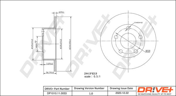 Dr!ve+ DP1010.11.0053 - Bremžu diski www.autospares.lv