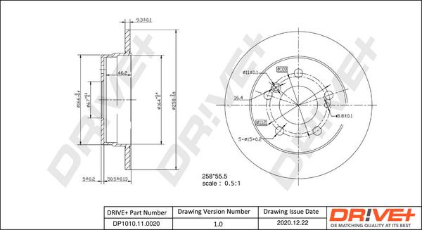 Dr!ve+ DP1010.11.0020 - Bremžu diski autospares.lv