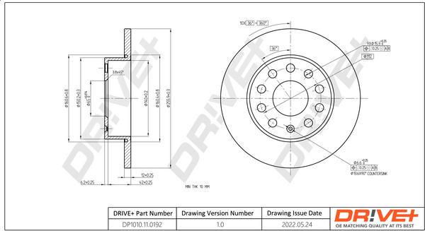 Dr!ve+ DP1010.11.0192 - Тормозной диск www.autospares.lv