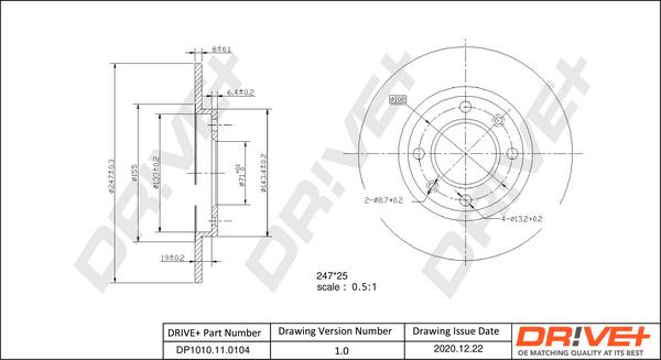 Dr!ve+ DP1010.11.0104 - Bremžu diski autospares.lv