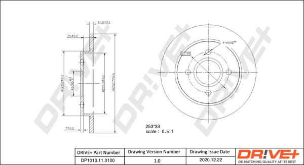 Dr!ve+ DP1010.11.0100 - Bremžu diski www.autospares.lv