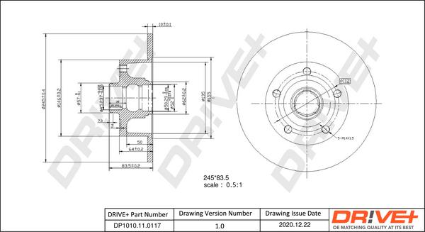 Dr!ve+ DP1010.11.0117 - Bremžu diski www.autospares.lv