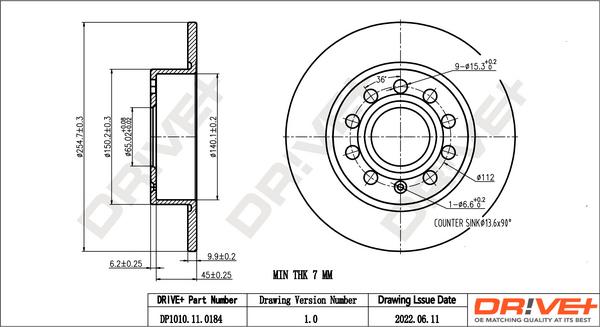 Dr!ve+ DP1010.11.0184 - Тормозной диск www.autospares.lv