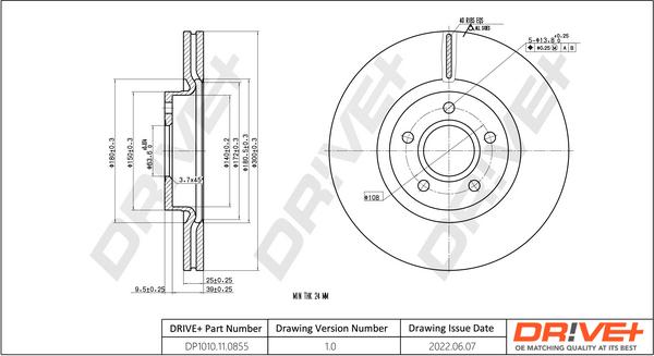 Dr!ve+ DP1010.11.0855 - Brake Disc www.autospares.lv