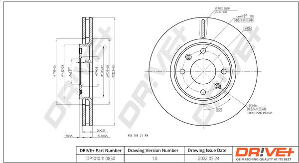 Dr!ve+ DP1010.11.0850 - Bremžu diski autospares.lv