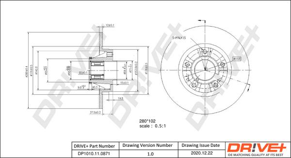 Dr!ve+ DP1010.11.0871 - Bremžu diski www.autospares.lv