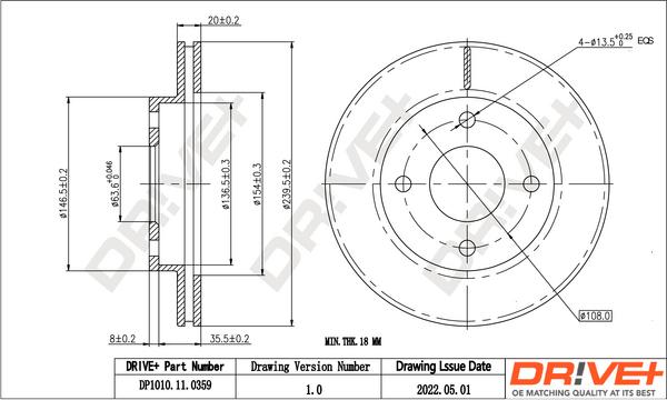 Dr!ve+ DP1010.11.0359 - Bremžu diski autospares.lv