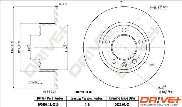 Dr!ve+ DP1010.11.0319 - Bremžu diski autospares.lv