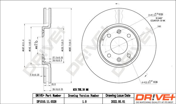 Dr!ve+ DP1010.11.0328 - Bremžu diski autospares.lv