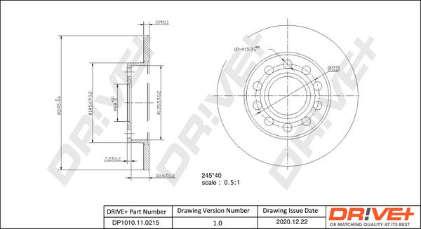 Dr!ve+ DP1010.11.0215 - Bremžu diski www.autospares.lv