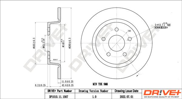 Dr!ve+ DP1010.11.1567 - Bremžu diski autospares.lv