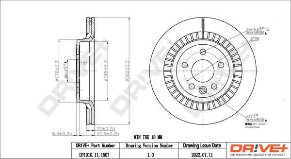 Dr!ve+ DP1010.11.1507 - Bremžu diski www.autospares.lv