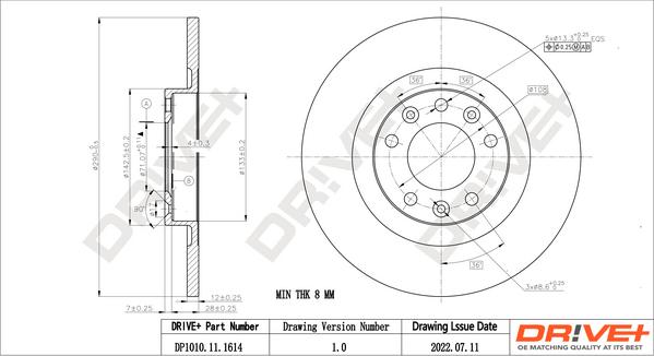 Dr!ve+ DP1010.11.1614 - Bremžu diski www.autospares.lv