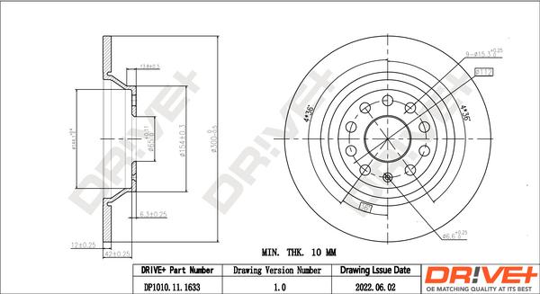 Dr!ve+ DP1010.11.1633 - Тормозной диск www.autospares.lv