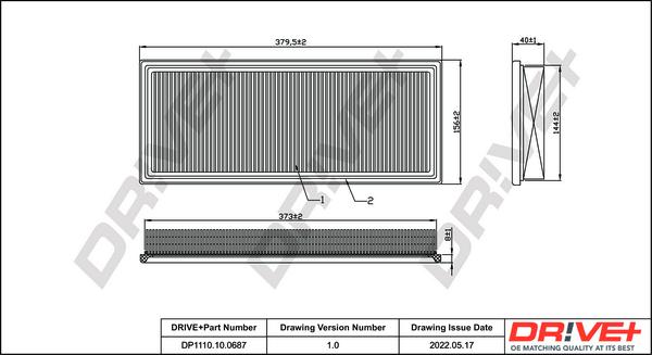 Dr!ve+ DP1110.10.0687 - Gaisa filtrs autospares.lv