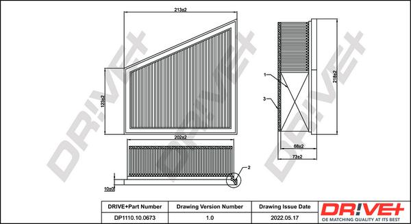 Dr!ve+ DP1110.10.0673 - Air Filter, engine www.autospares.lv