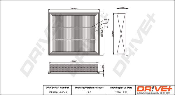 Dr!ve+ DP1110.10.0043 - Gaisa filtrs autospares.lv