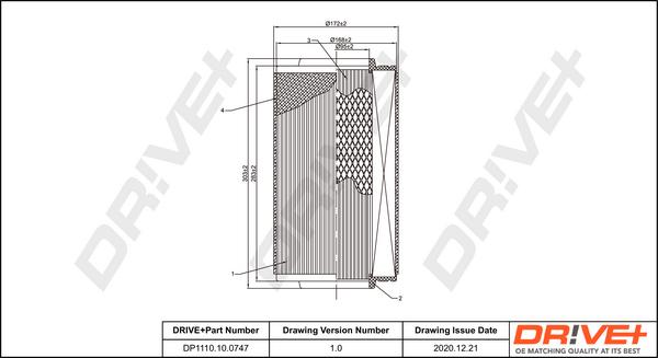 Dr!ve+ DP1110.10.0747 - Gaisa filtrs autospares.lv