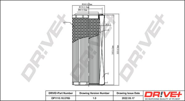 Dr!ve+ DP1110.10.0765 - Gaisa filtrs autospares.lv