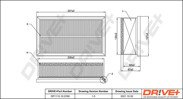 Dr!ve+ DP1110.10.0768 - Gaisa filtrs www.autospares.lv