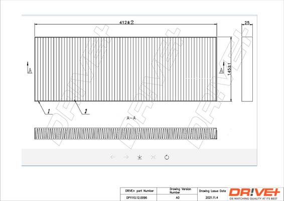 Dr!ve+ DP1110.12.0096 - Filtrs, Salona telpas gaiss www.autospares.lv