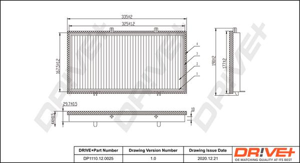 Dr!ve+ DP1110.12.0025 - Filtrs, Salona telpas gaiss www.autospares.lv