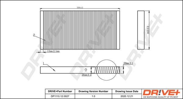 Dr!ve+ DP1110.12.0027 - Filtrs, Salona telpas gaiss www.autospares.lv