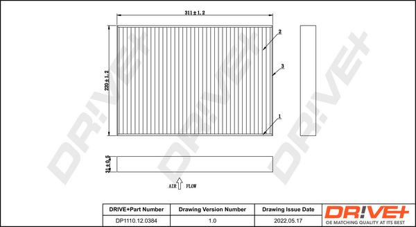 Dr!ve+ DP1110.12.0384 - Filtrs, Salona telpas gaiss www.autospares.lv