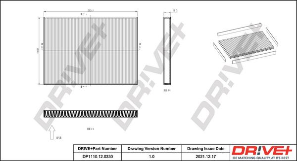 Dr!ve+ DP1110.12.0330 - Filtrs, Salona telpas gaiss autospares.lv