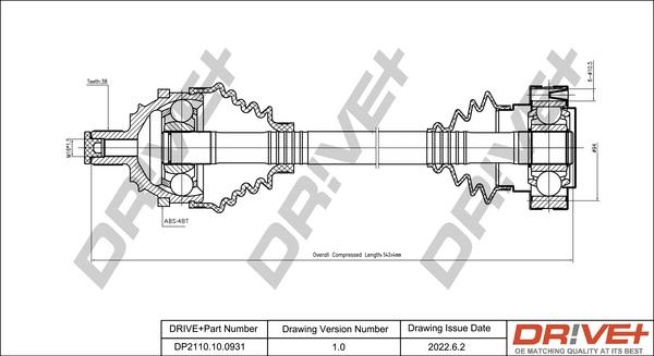 Dr!ve+ DP2110.10.0931 - Piedziņas vārpsta www.autospares.lv